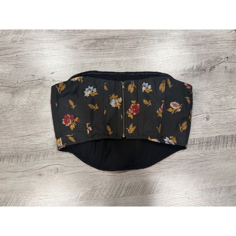 anthro floral corset top strapless bustier coquette vintage inspired Sz 6 - Picture 6 of 9